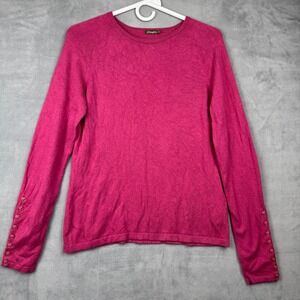 J McLaughlin Pink Crew Neck Long Sleeve Sweater Buttons Women's M